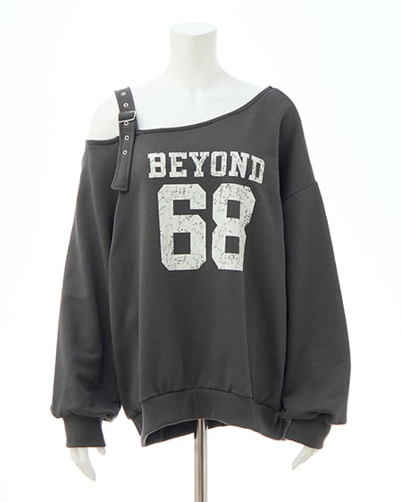 INGNI（イング） 肩ベルト付ナンバリングスウェットトップス ﾁｬｺｰﾙｸﾞﾚｰ