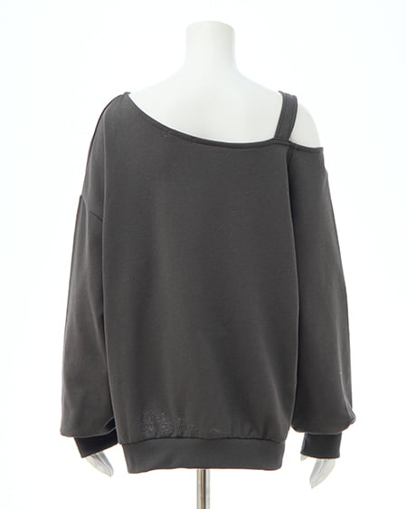 INGNI（イング） 肩ベルト付ナンバリングスウェットトップス ﾁｬｺｰﾙｸﾞﾚｰ