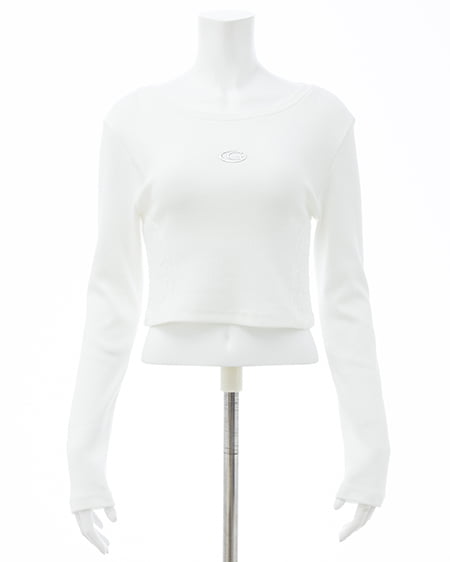 INGNI(イング) サイドレース胸ロゴロングTシャツ オフホワイト