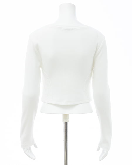 INGNI(イング) サイドレース胸ロゴロングTシャツ オフホワイト