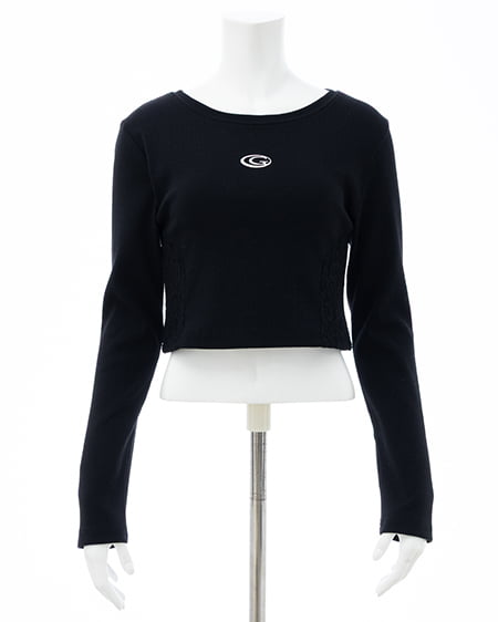 INGNI(イング) サイドレース胸ロゴロングTシャツ クロ