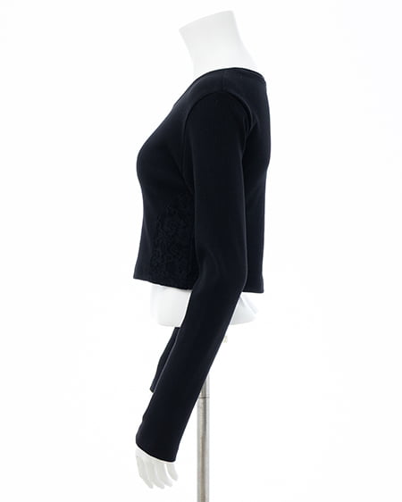 INGNI(イング) サイドレース胸ロゴロングTシャツ クロ