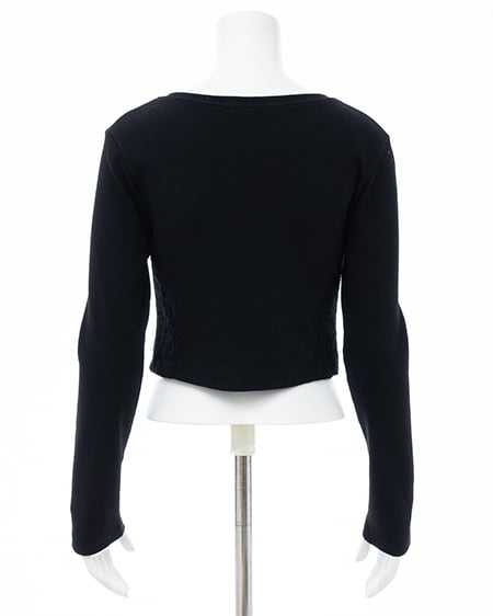 INGNI(イング) サイドレース胸ロゴロングTシャツ クロ