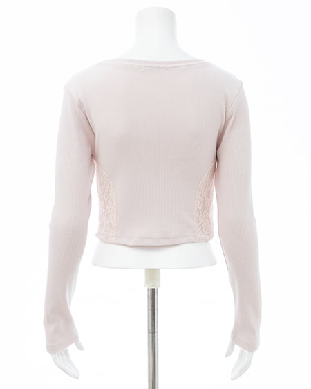 INGNI(イング) サイドレース胸ロゴロングTシャツ ライトピンク