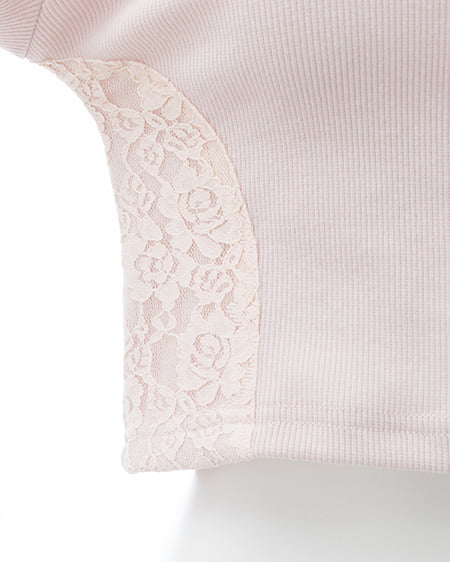 INGNI(イング) サイドレース胸ロゴロングTシャツ ライトピンク