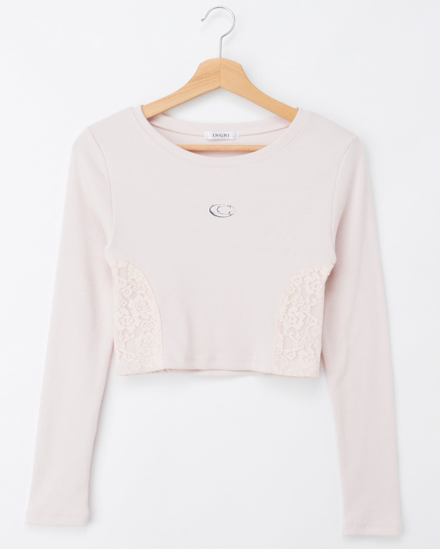 サイドレース胸ロゴロングTシャツ