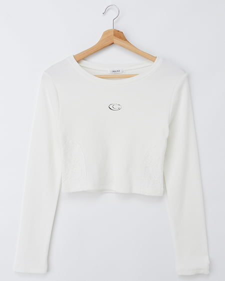 サイドレース胸ロゴロングTシャツ