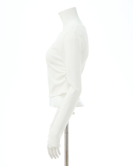 INGNI（イング） 装飾クロス付サイドギャザーリブロンT ｵﾌﾎﾜｲﾄ