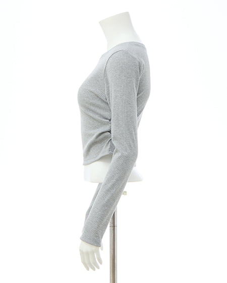 INGNI（イング） 装飾クロス付サイドギャザーリブロンT ｸﾞﾚｰ