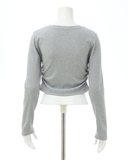 INGNI（イング） 装飾クロス付サイドギャザーリブロンT ｸﾞﾚｰ