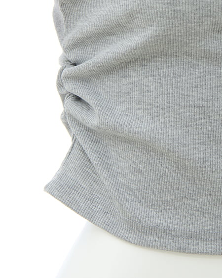 INGNI（イング） 装飾クロス付サイドギャザーリブロンT ｸﾞﾚｰ