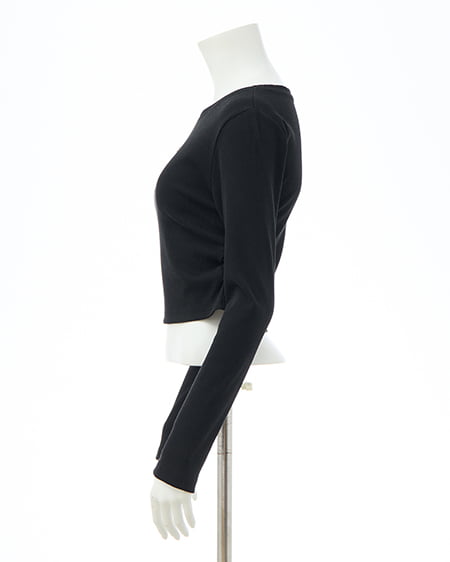 INGNI（イング） 装飾クロス付サイドギャザーリブロンT ｸﾛ