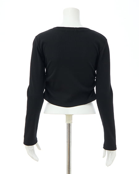 INGNI（イング） 装飾クロス付サイドギャザーリブロンT ｸﾛ