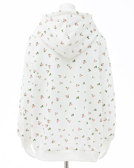 INGNI（イング） 花柄胸ロゴスウェットジップパーカー ｵﾌﾎﾜｲﾄ/ﾋﾟﾝｸ