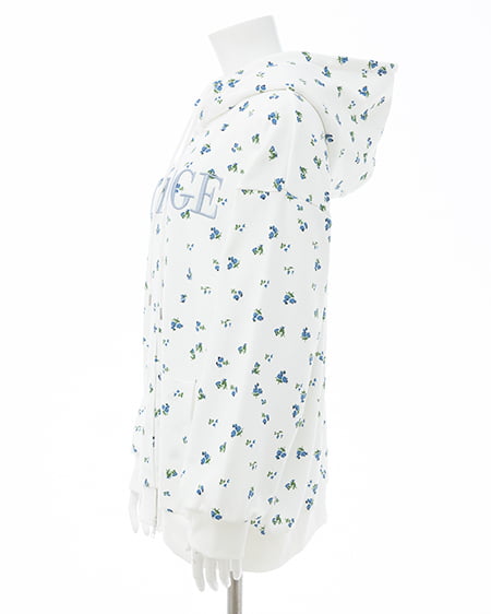 INGNI（イング） 花柄胸ロゴスウェットジップパーカー ｵﾌﾎﾜｲﾄ/ﾌﾞﾙｰ