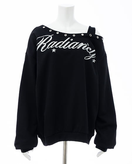 INGNI（イング） ハトメオフショルロゴスウェットトップス ｸﾛ