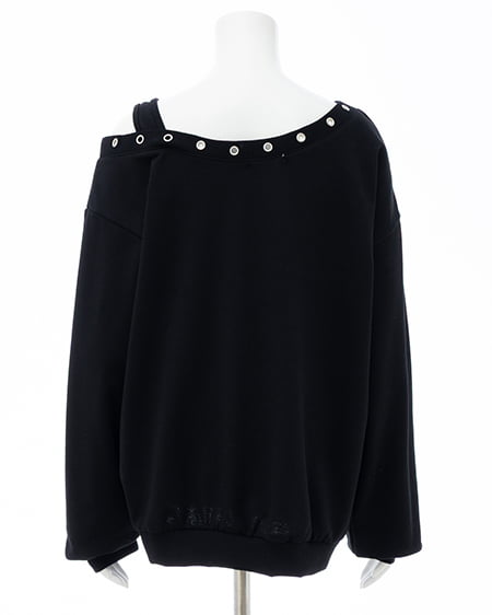 INGNI（イング） ハトメオフショルロゴスウェットトップス ｸﾛ