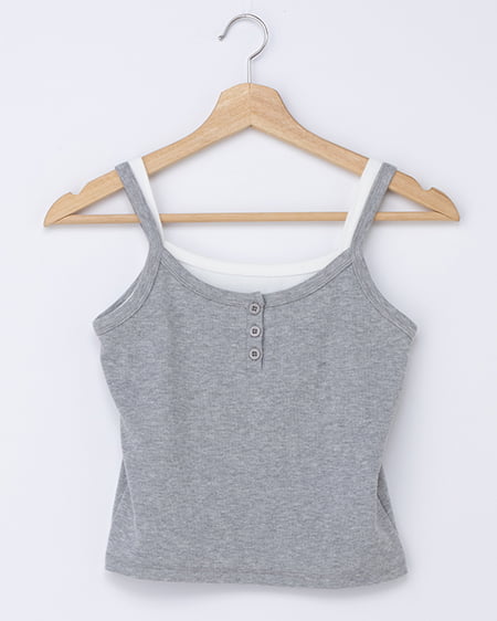 INGNI(イング) レイヤードリブキャミ グレー/オフホワイト