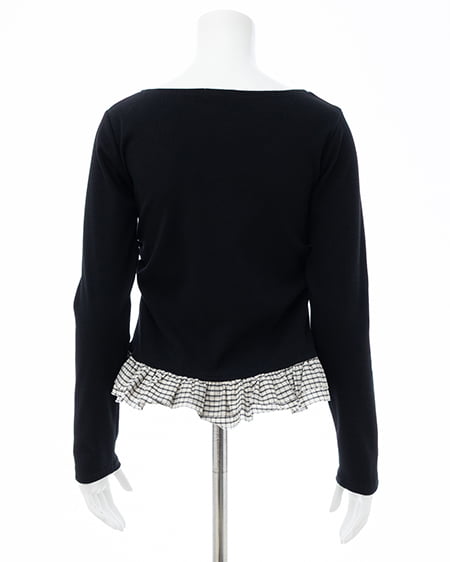 INGNI（イング） チェックリボンレイヤードトップス ｸﾛ