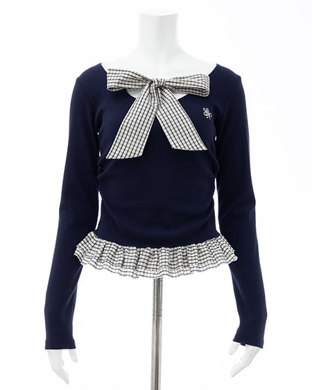 INGNI（イング） チェックリボンレイヤードトップス ｺﾝ