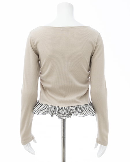 INGNI（イング） チェックリボンレイヤードトップス ﾗｲﾄﾍﾞｰｼﾞｭ