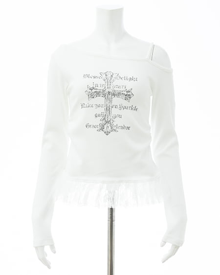 INGNI（イング） ワンショルレースレイヤードトップス ｵﾌﾎﾜｲﾄ