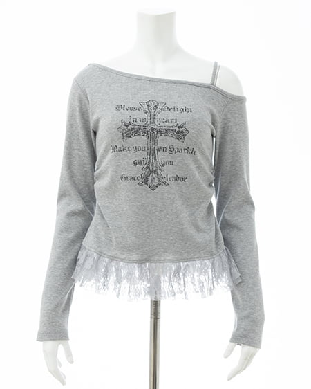 INGNI（イング） ワンショルレースレイヤードトップス ｸﾞﾚｰ