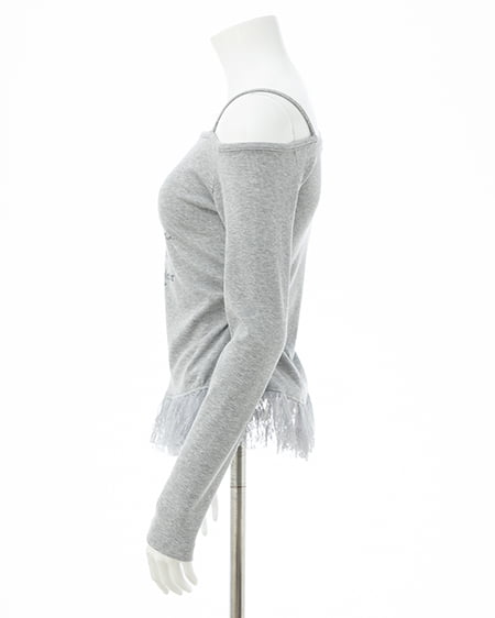 INGNI（イング） ワンショルレースレイヤードトップス ｸﾞﾚｰ