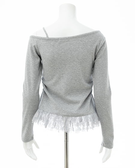 INGNI（イング） ワンショルレースレイヤードトップス ｸﾞﾚｰ