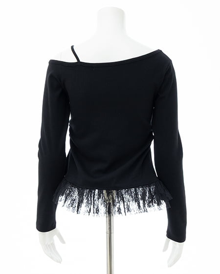 INGNI（イング） ワンショルレースレイヤードトップス ｸﾛ