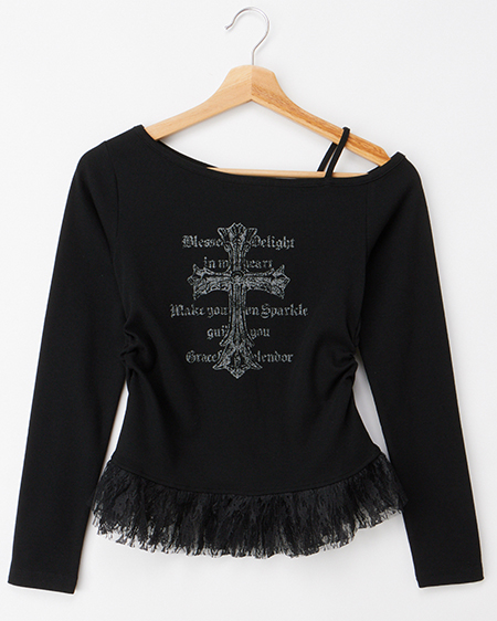 ワンショルレースレイヤードトップス