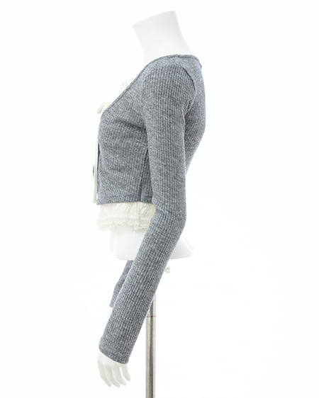 INGNI（イング） レースレイヤードカーデトップス ｸﾞﾚｰ