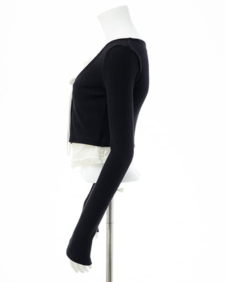 INGNI(イング) レースレイヤードカーデトップス クロ