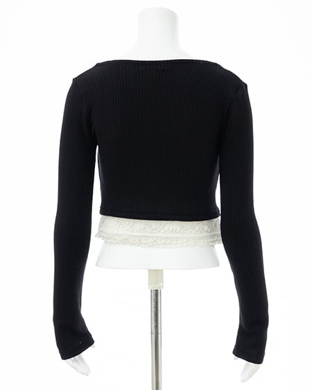 INGNI(イング) レースレイヤードカーデトップス クロ