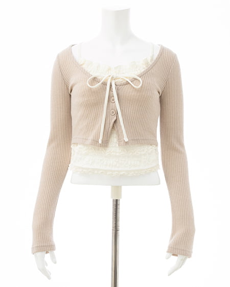 INGNI（イング） レースレイヤードカーデトップス ﾗｲﾄﾍﾞｰｼﾞｭ