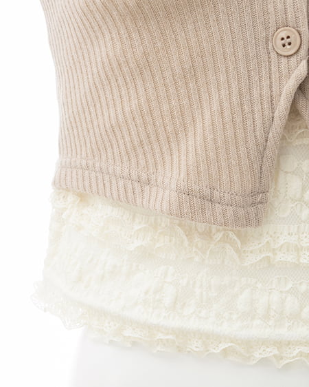 INGNI（イング） レースレイヤードカーデトップス ﾗｲﾄﾍﾞｰｼﾞｭ