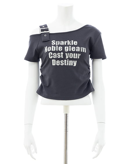 INGNI(イング) 肩ベルトロゴTシャツ チャコールグレー