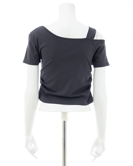 INGNI(イング) 肩ベルトロゴTシャツ チャコールグレー