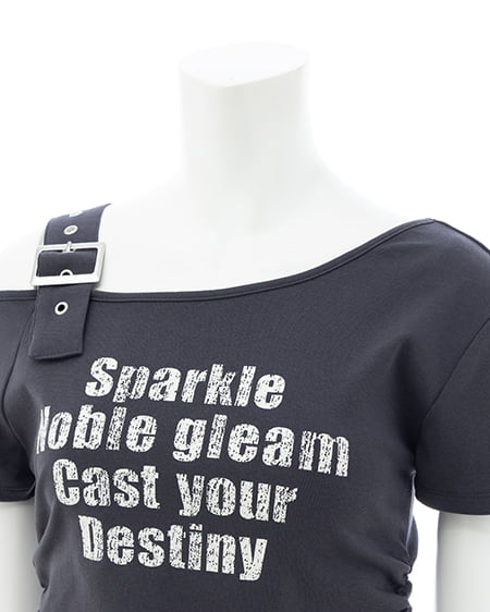 INGNI(イング) 肩ベルトロゴTシャツ チャコールグレー