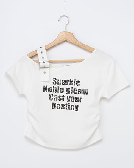 肩ベルトロゴTシャツ