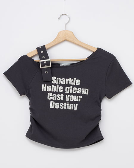 肩ベルトロゴTシャツ