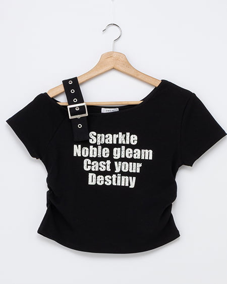 肩ベルトロゴTシャツ
