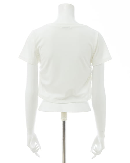 INGNI（イング） ハートレース抜きサイドギャザーTシャツ ｵﾌﾎﾜｲﾄ