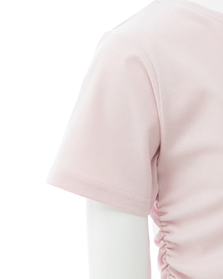 INGNI（イング） ハートレース抜きサイドギャザーTシャツ ﾗｲﾄﾋﾟﾝｸ