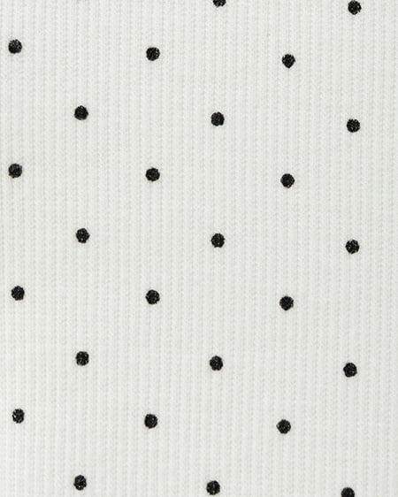 INGNI（イング） レースレイヤード風リボン付き半袖リブトップス ｵﾌｸﾛ/ﾄﾞｯﾄ