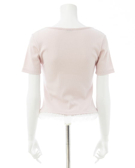 INGNI（イング） レイヤード前リボンリブトップス ﾋﾟﾝｸ