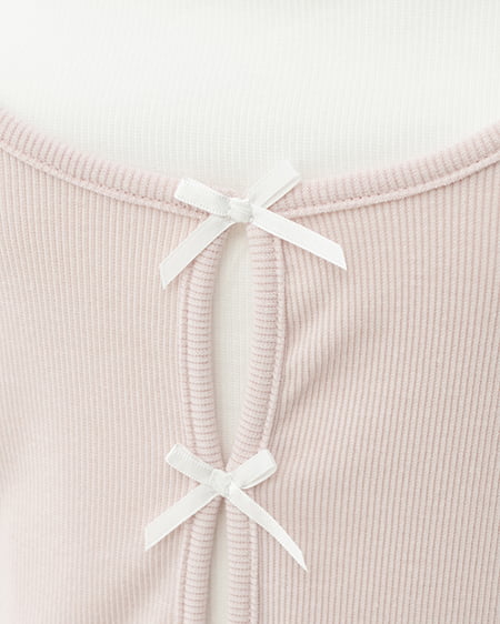 INGNI（イング） レイヤード前リボンリブトップス ﾋﾟﾝｸ