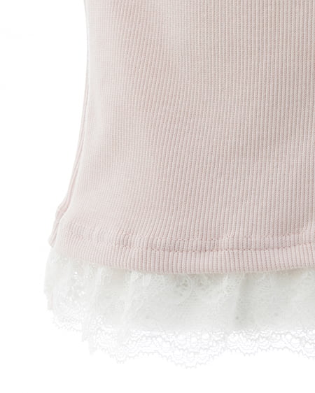 INGNI（イング） レイヤード前リボンリブトップス ﾋﾟﾝｸ