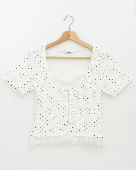 レイヤード前リボンリブトップス