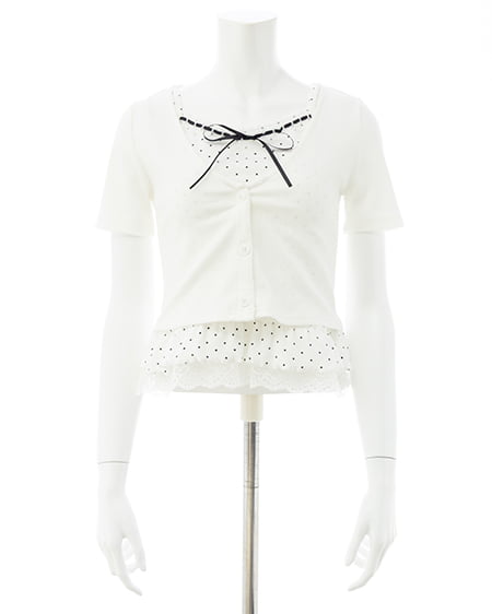 INGNI(イング) キャミドットカーデレイヤードトップス オフホワイト